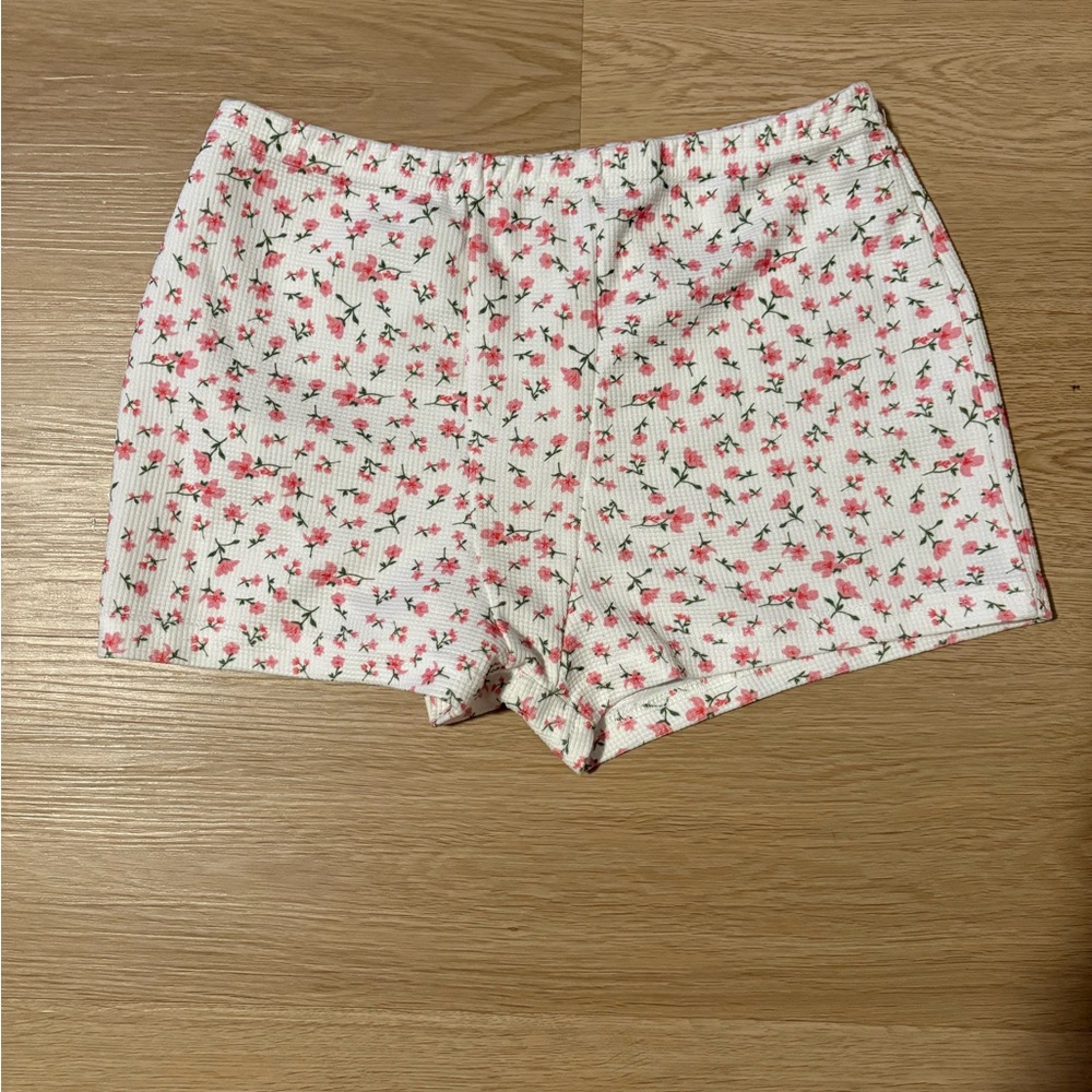 Brandy Melville Pink Floral High Waist Shorts